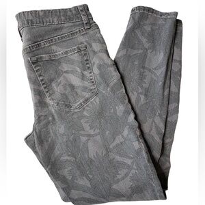 GAP 2014 LEGGING JEANS FLORAL PALM PRINT GRAY MID RISE SIZE 6/28 REGULAR